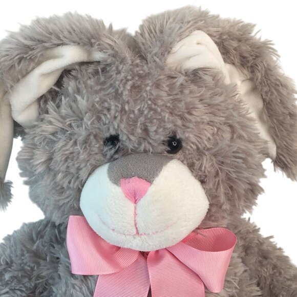 Best Made Toys Grey Bunny Rabbit Plush 13" Sitting Pink Ears Bow Easter Target - Picture 2 of 6